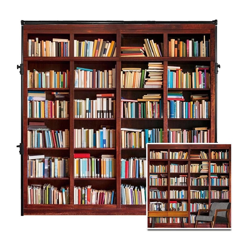 AOFOTO خلفية مكتبة AOFOTO 6x6 قدم لالتقاط الصور خلفية مكتبة المدرسة متجر الكتب فتى فتاة طالب مراهق بورتريه مكتب اجتماع زوم تصوير استوديو دعائم فيديو ستارة ورق حائط سلسة - Image 1